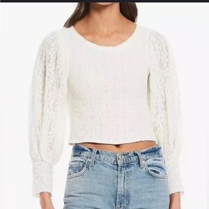 Free People Jazmin Cream Lace Blouse